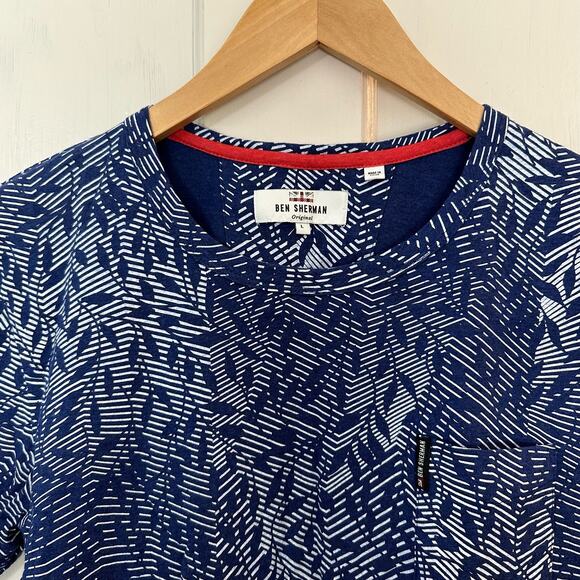The Original Ben Sherman Crew Neck Pullover T Shirt Men Large Blue Short Sleeve - Picture 4 of 7
